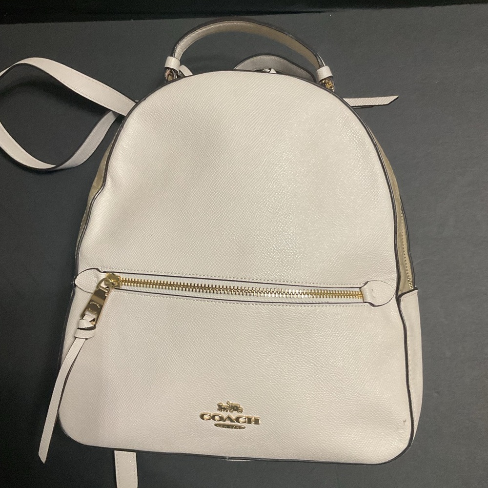 Coach White Cream Crossbody Backpack with Gold Hardware